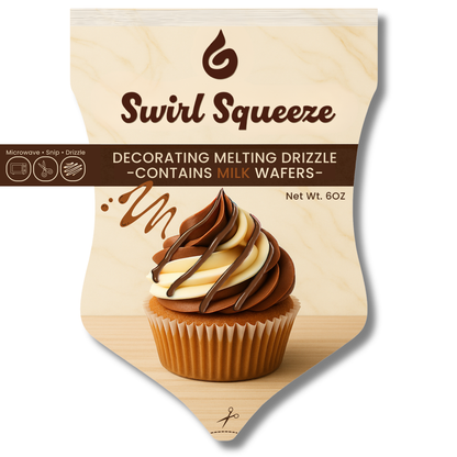 SwirlSqueeze™ Microwavable Chocolate Drizzle Pouch – 6 oz (Heat • Snip • Drizzle)