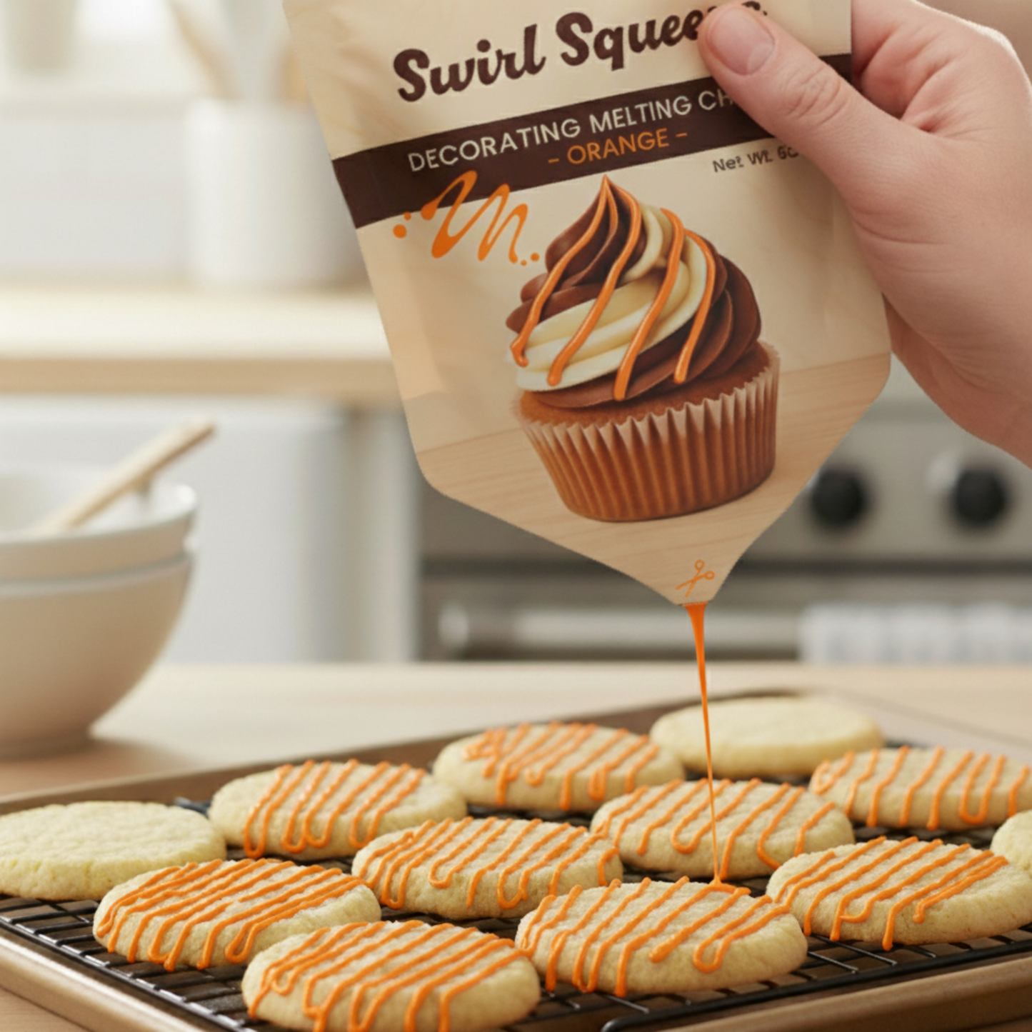 SwirlSqueeze™ Microwavable Chocolate Drizzle Pouch – 6 oz (Heat • Snip • Drizzle)