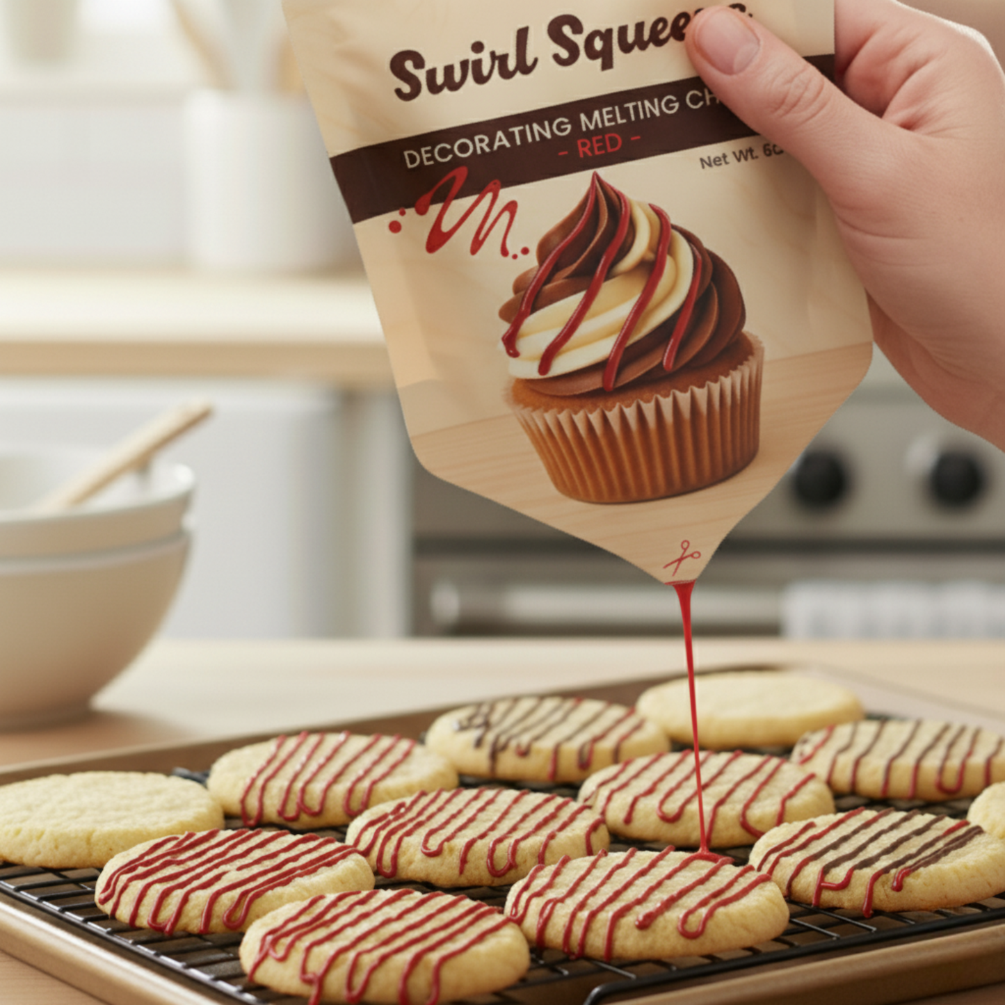 SwirlSqueeze™ Microwavable Chocolate Drizzle Pouch – 6 oz (Heat • Snip • Drizzle)