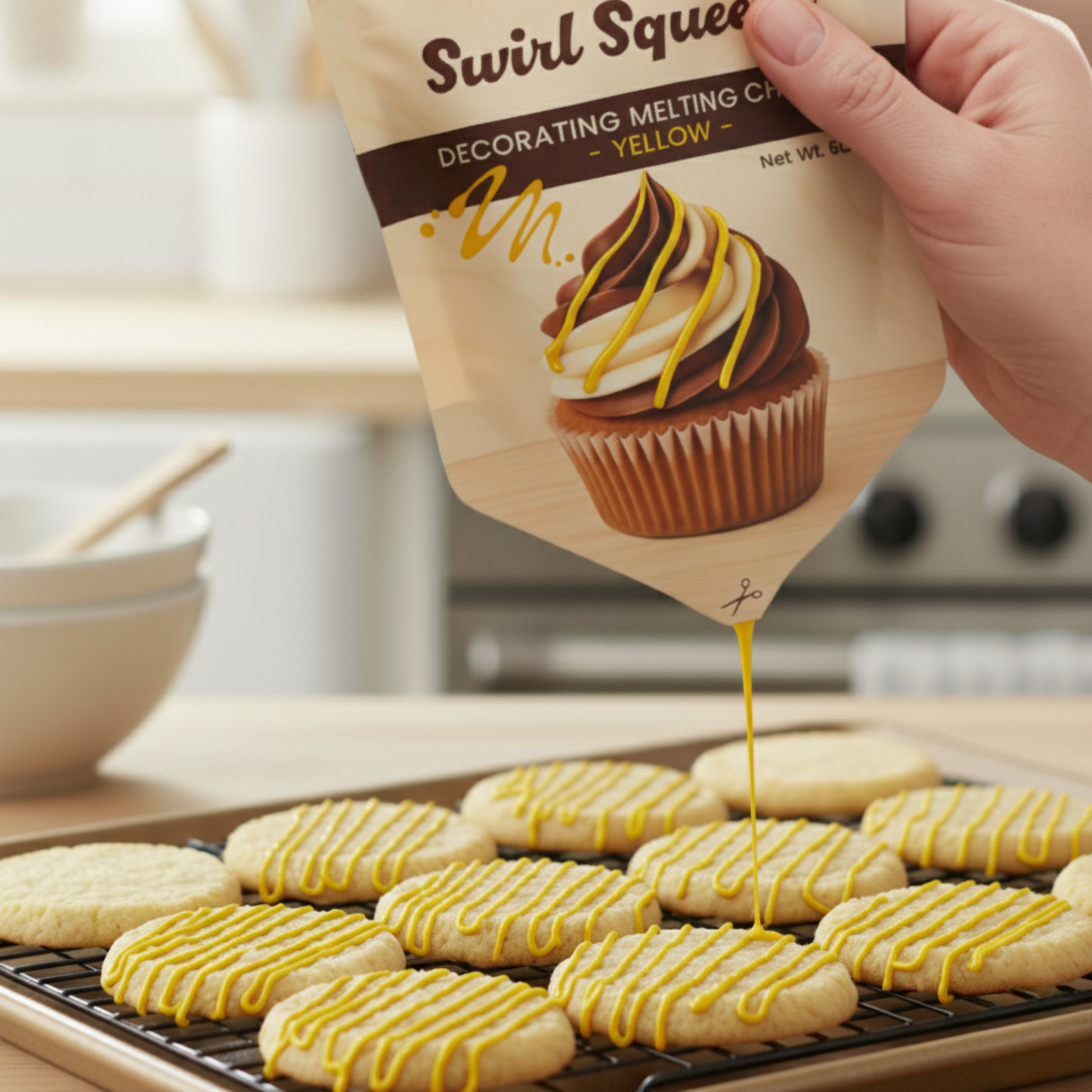 SwirlSqueeze™ Microwavable Chocolate Drizzle Pouch – 6 oz (Heat • Snip • Drizzle)