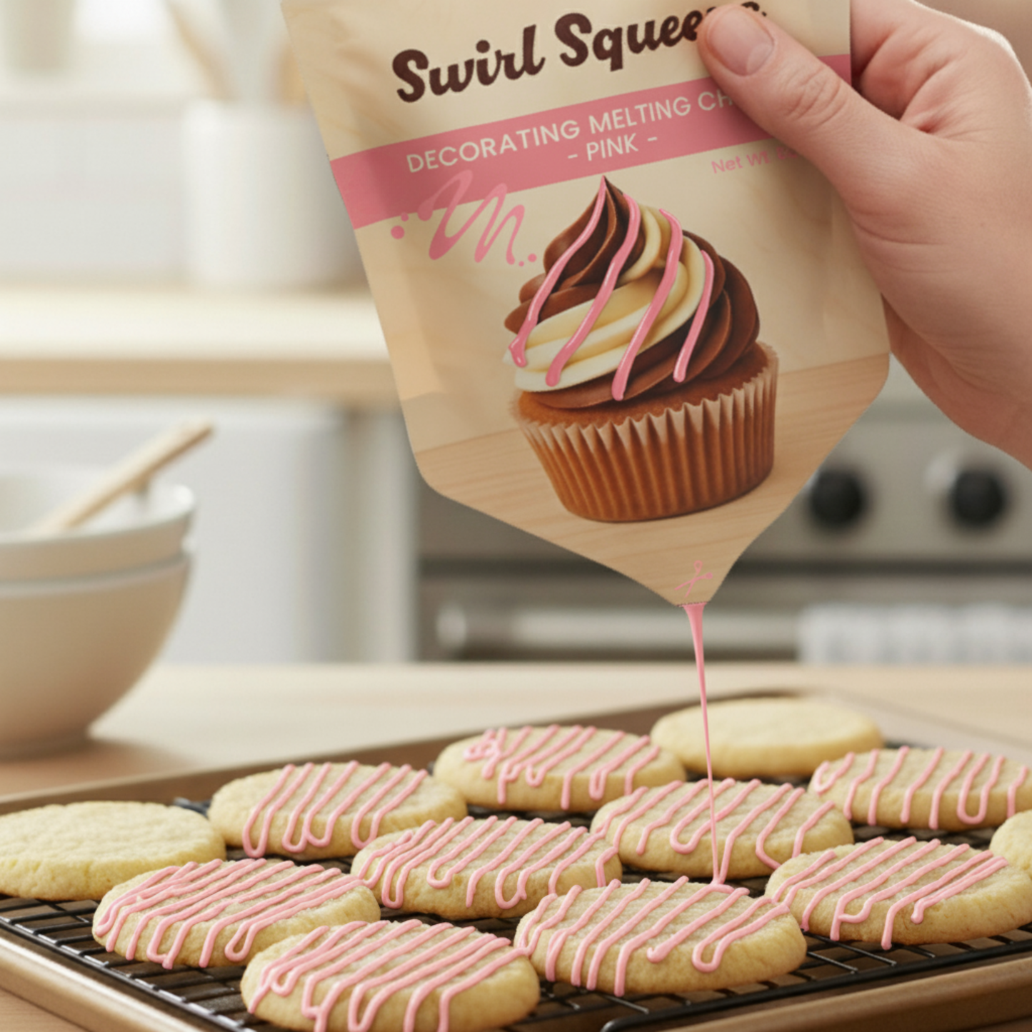 SwirlSqueeze™ Microwavable Chocolate Drizzle Pouch – 6 oz (Heat • Snip • Drizzle)