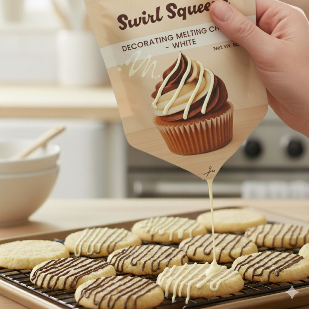 SwirlSqueeze™ Microwavable Chocolate Drizzle Pouch – 6 oz (Heat • Snip • Drizzle)