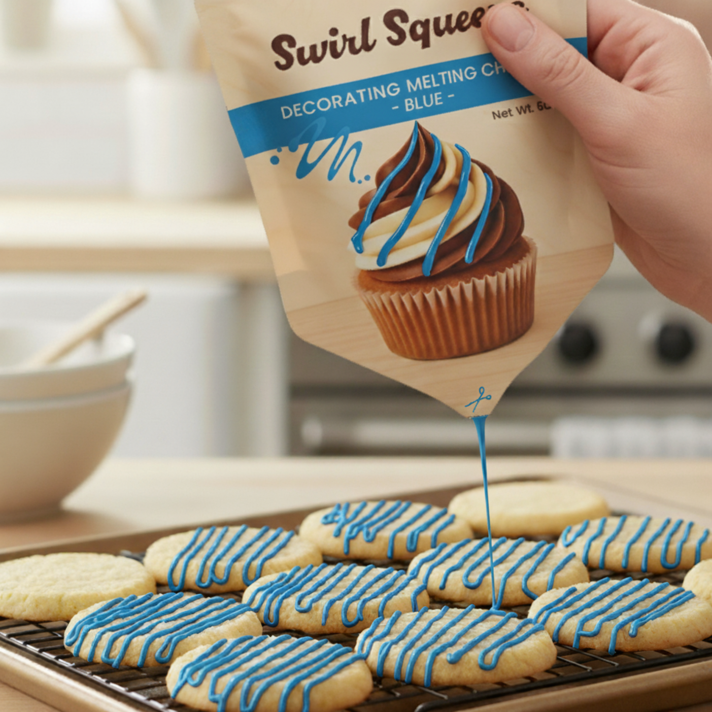 SwirlSqueeze™ Microwavable Chocolate Drizzle Pouch – 6 oz (Heat • Snip • Drizzle)