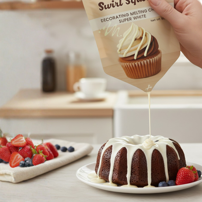 SwirlSqueeze™ Microwavable Chocolate Drizzle Pouch – 6 oz (Heat • Snip • Drizzle)